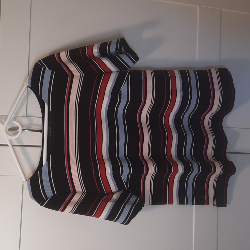Talbots 1X Striped Cotton blend Short Sleeve Top